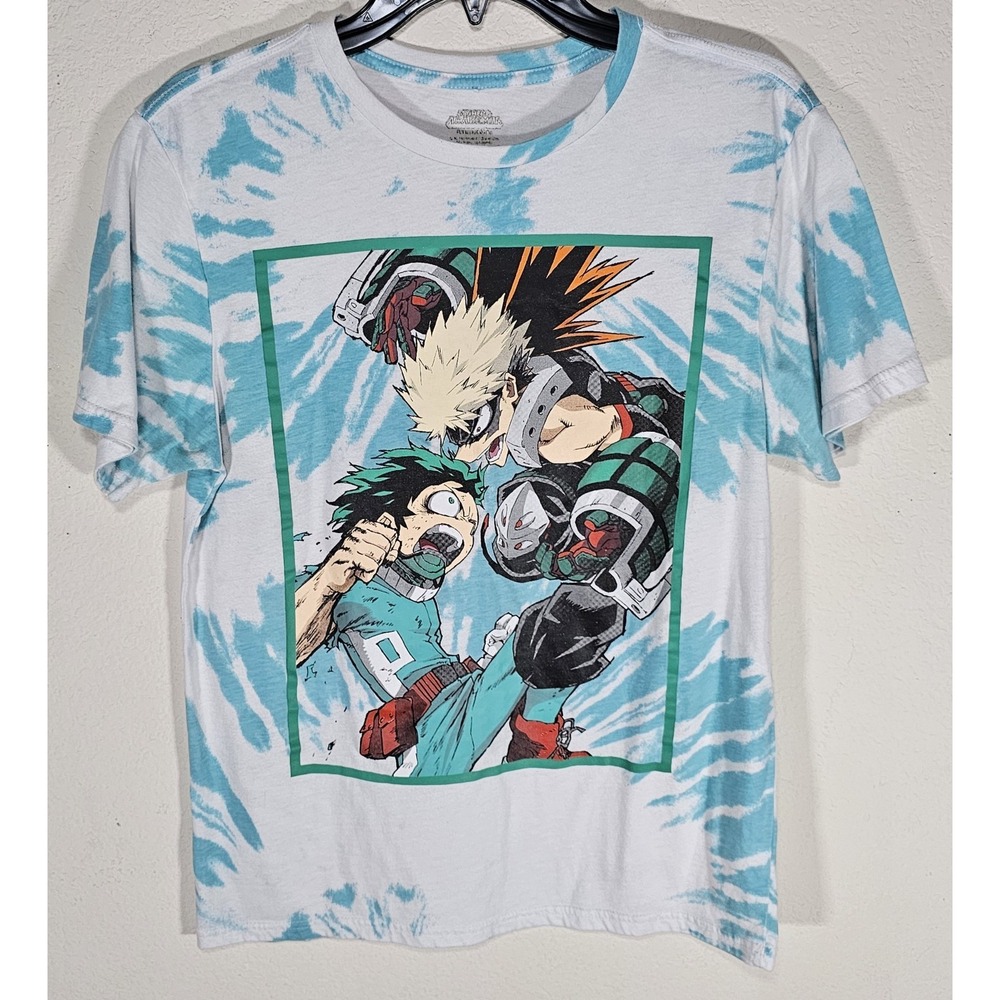 My Hero Academia Tie Dye Licensed‎ S T Shirt Small Deku Bakugo Blue White